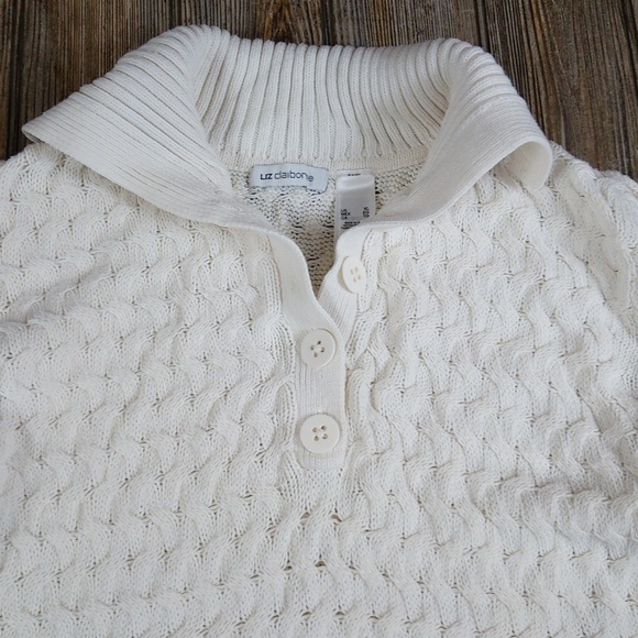 Liz Claiborne Knit Quarter Button Long Sleeve Sweater Top - Picture 4 of 9